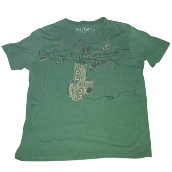 ReGen T-shirt Green Guitar Speakers Vinyl Records Green (L) - Picture 1 of 6